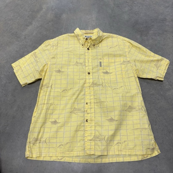 Columbia Other - Columbia Shirt Men's XXL Yellow River Lodge Swordfish Gull Button Down Short Slv